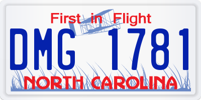 NC license plate DMG1781