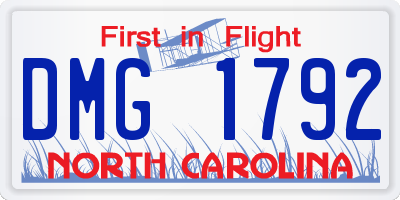 NC license plate DMG1792