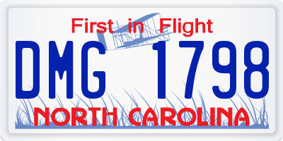 NC license plate DMG1798