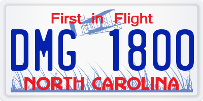 NC license plate DMG1800