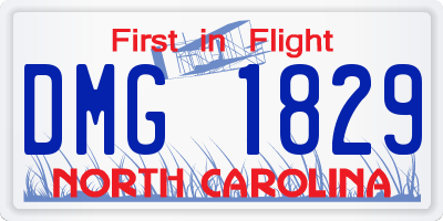 NC license plate DMG1829