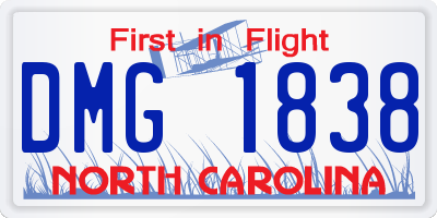 NC license plate DMG1838