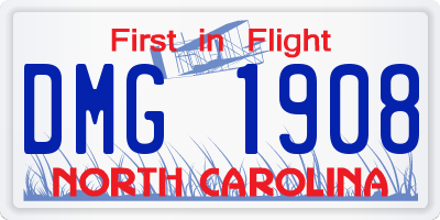 NC license plate DMG1908