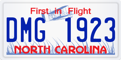 NC license plate DMG1923