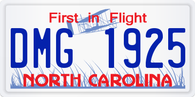 NC license plate DMG1925