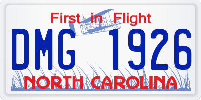 NC license plate DMG1926