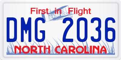 NC license plate DMG2036