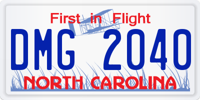 NC license plate DMG2040