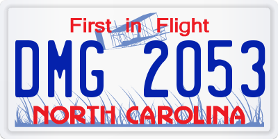 NC license plate DMG2053
