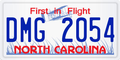 NC license plate DMG2054