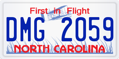 NC license plate DMG2059