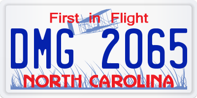 NC license plate DMG2065