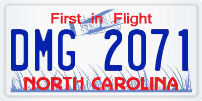 NC license plate DMG2071