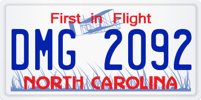 NC license plate DMG2092