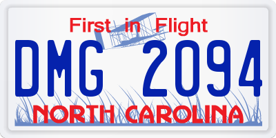NC license plate DMG2094