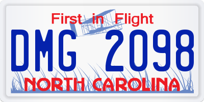 NC license plate DMG2098