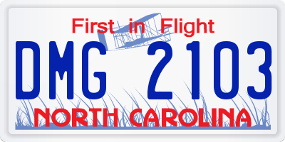 NC license plate DMG2103