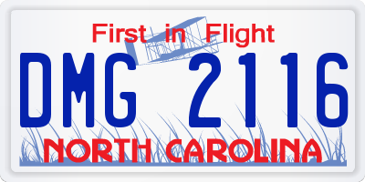 NC license plate DMG2116