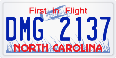NC license plate DMG2137