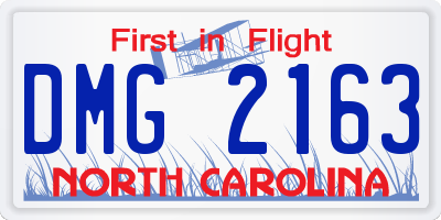 NC license plate DMG2163