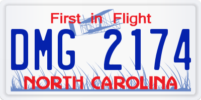 NC license plate DMG2174