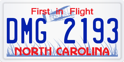 NC license plate DMG2193