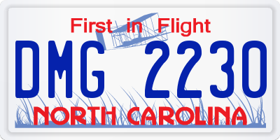NC license plate DMG2230