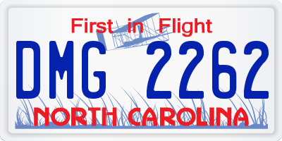 NC license plate DMG2262