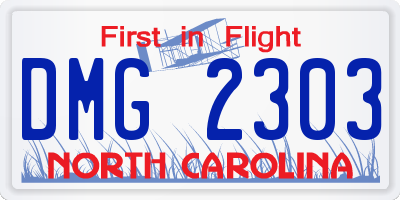 NC license plate DMG2303