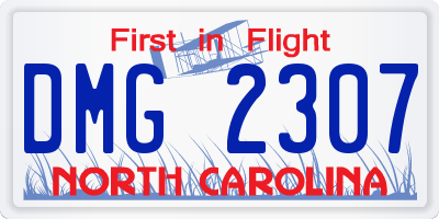 NC license plate DMG2307