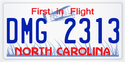 NC license plate DMG2313