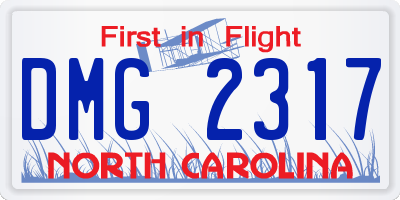 NC license plate DMG2317