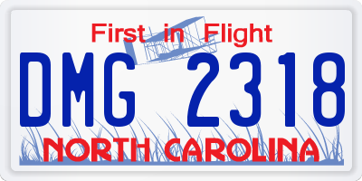 NC license plate DMG2318