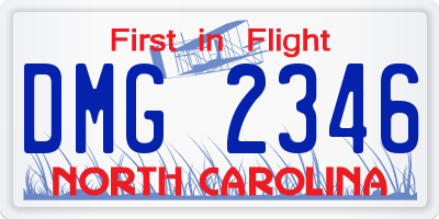 NC license plate DMG2346