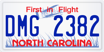 NC license plate DMG2382