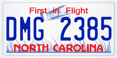 NC license plate DMG2385