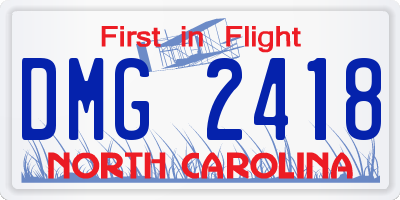 NC license plate DMG2418