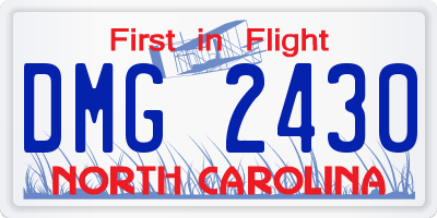 NC license plate DMG2430