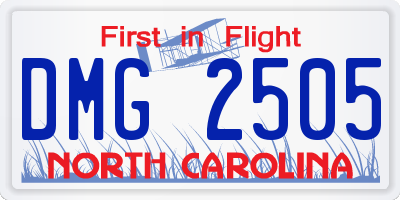 NC license plate DMG2505