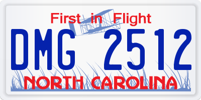 NC license plate DMG2512