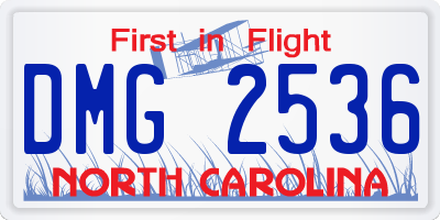 NC license plate DMG2536