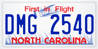 NC license plate DMG2540