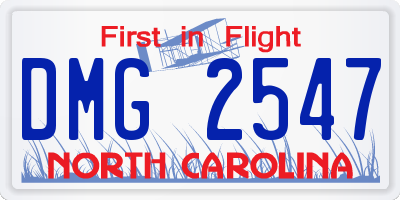 NC license plate DMG2547
