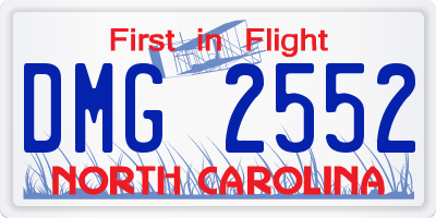 NC license plate DMG2552