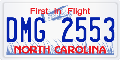 NC license plate DMG2553