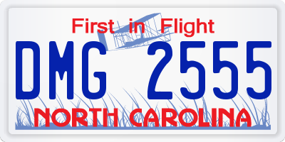 NC license plate DMG2555