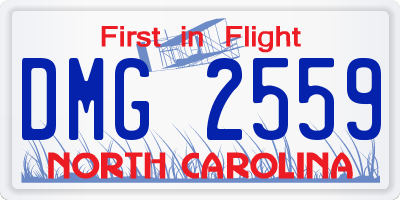 NC license plate DMG2559
