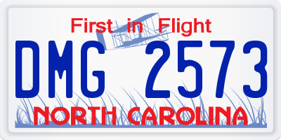 NC license plate DMG2573