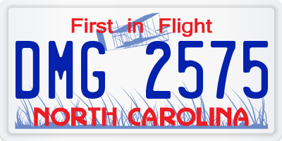 NC license plate DMG2575