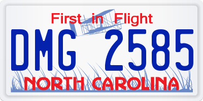 NC license plate DMG2585